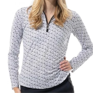 Neu mit Etikett SanSoleil SolCool langärmlige Golf-Sonnenhemden mit Reißverschluss Martini-Druck Größe Small - Bild 1 von 8
