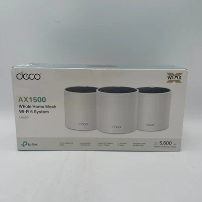 TP-Link Deco X15 Whole Home Mesh Wi-Fi 6 Router System 3 Pack White NEW SEALED - Image 1 of 4