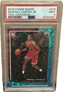 2018 Panini Hoops Wendell Carter JR. Teal Explosion Rookie PSA 9 Pop 1 - Picture 1 of 2