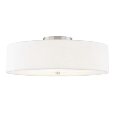 Justice Design Group FAB-9763 Classic 6 Light 30"W Semi-Flush - White - Image 1 of 3