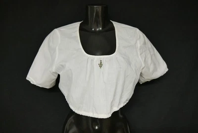 Gr.44 Dirndlbluse weiß Bluse für Dirndl mit Spitze und Stickerei B11220 - Bild 1 von 4