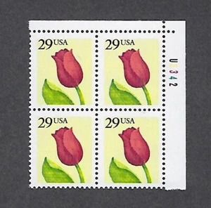 2524a MNH Plate Block of 4, Plate #U3342 UR - 29-cent Tulip - Picture 1 of 1