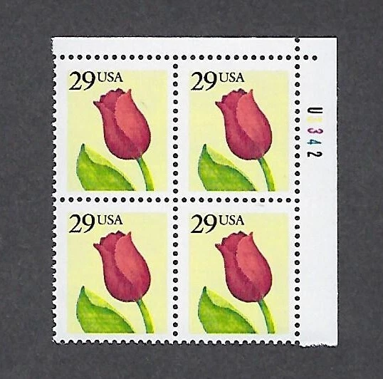 2524a MNH Plate Block of 4, Plate #U3342 UR - 29-cent Tulip - Image 1 of 1