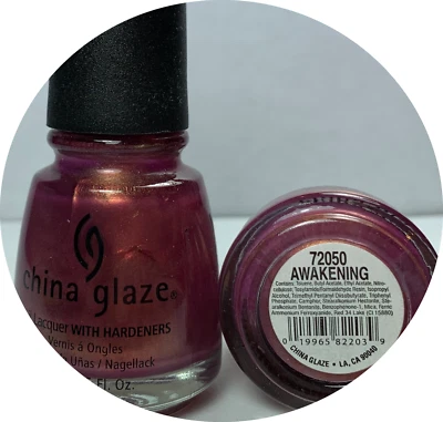 China Glaze Nail Polish Awakening stunning shimmery rose-plum duo-chrome golden