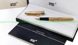 Refurbished# Montblanc Solitaire 163 Vermeil Pinstripe Full Gold Rollerball Pen - Picture 1 of 3