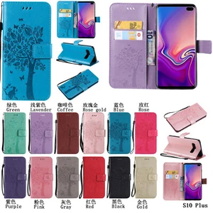Nueva Funda de Cuero PU Abatible Gato y Árbol para Samsung Galaxy S10 S20 S21 S23 S24 S25 - Imagen 1 de 24