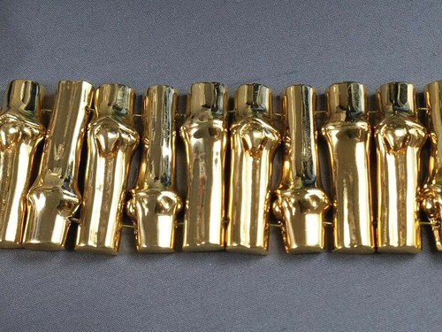 Bracciale design KATE SPADE tono oro grande maglia bambù portafortuna