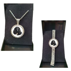 Set Of 2 Cocker Spaniel Dog Silver Colour Bracelet And Necklace And Gift Boxes - Picture 1 of 6