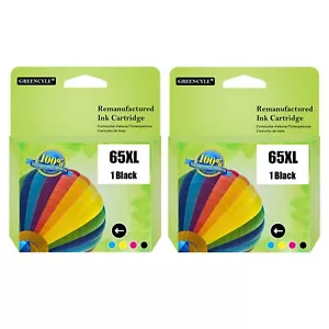 2 pezzi inchiostri neri per HP 65 XL 65XL DeskJet 3720 3721 3722 ENVY 5000 5010 AMP 120 - Foto 1 di 10