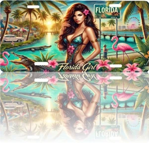 Florida Girl Floridian Aluminum Vanity Novelty License Plate Placa, 6"x12" - Picture 1 of 8