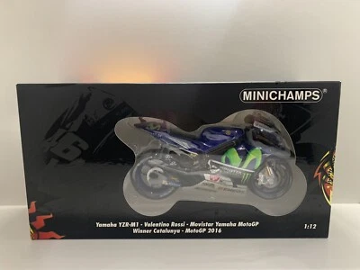 MINICHAMPS 1/12 VALENTINO ROSSI YAMAHA M1 2016 GP BARCELONA 122163146 DIECAST - Immagine 1 di 3
