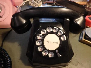 2Z-mid century Automatic Electric black rotary desk phone # L4123 - Picture 1 of 3