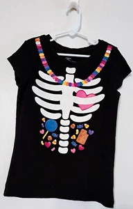 "Faded Glory" Girls Black Halloween Top. Size Medium (7-8) - Picture 1 of 4