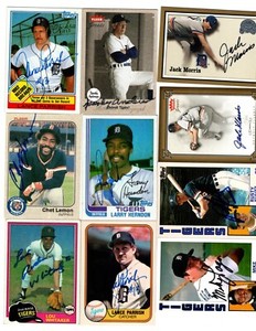 Autographed 1984 Detroit Tigers  mixed years 90+ cards Avg EX-Nrmt- 15% off 4