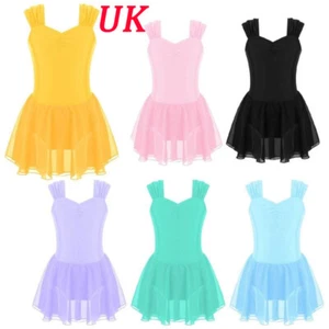 FEESHOW AU Girls Ballet Tutu Dress V Neck Dance Skirted Ballerina Ballroom - Picture 1 of 56