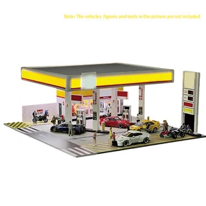 USB 1:64 LED Assemble Diorama Model Car Coating Gas station Scene Dispaly - Picture 1 of 9