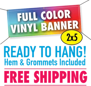 Striscione in vinile personalizzato 2' x 5' 13 oz colore pieno - SPEDIZIONE GRATUITA - Foto 1 di 10