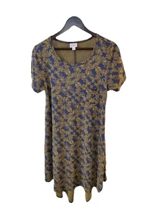LULAROE Nicole Long Maxi Dress Size S Blue With Gold - Picture 1 of 5