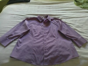 Coldwater Creek No Iron 100% Cotton Lavender Button-Up Shirt P M (10-12). - Picture 1 of 2