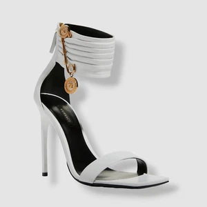 $1275 Versace Womens White Safety Pin Strappy Sandal Shoe Size EU 40.5/US 10.5 - Picture 1 of 4