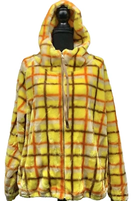 CHAQUETA UGG OLYMPIA CANARIO CUADROS PUNK POLAR CON CAPUCHA GRAN TAMAÑO MUJER TALLA S/M Foto 1 de 4