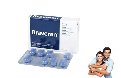Braveran Natürliches Potenzmittel Für Aktive Männer Potenz Energie 8 Tabletten - Bild 1 von 4