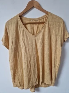 Wrap London Linen Relaxed Fit Mustard Yellow T-shirt Blouse Top Size 14 - Picture 1 of 6