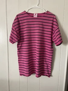 Hot Cotton Vintage Tee Stripe Size Small Made In Usa - Picture 1 of 4