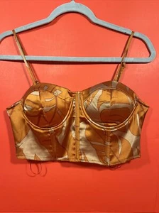 Rachel Zoe Corset Top. Orange And Gold. Size Medium - Picture 1 of 4