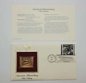 9 American Filmmaking 22kt Gold Stamp First Day of Issue 37 Cent Feb 2003. STP4 - Picture 1 of 9