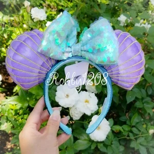 Diadema para orejas de Minnie iridiscente púrpura de pelo de sirenita de los parques Disney - Imagen 1 de 6