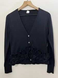 Merino Wool Cottagecore Witchy Ballerina Goth Cardigan Sweater S Cabincore Black - Picture 1 of 17