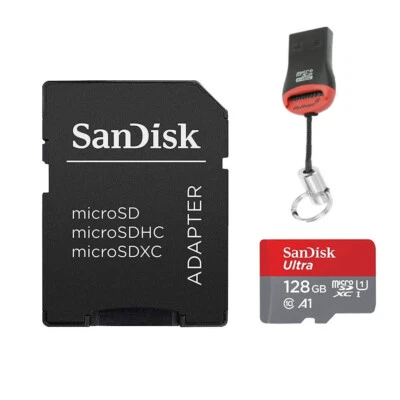 Sandisk 128GB MicroSD Memory Card Micro SDXC SD Adapter + USB Card Reader - Image 1 of 4