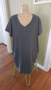 EDITED Midi T Dress Sz 24 COTTON Stretch, Khaki Green Stripe Ex Cond - Picture 1 of 4