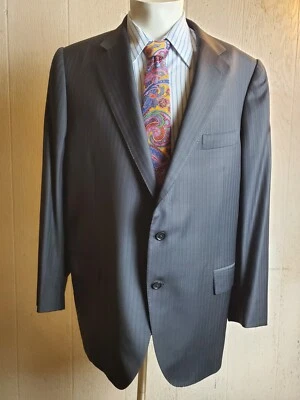 Loro Piana Made To Mesure Blazer Men 42 Black Wool Wish Super 170s Surgeon Cuff - Image 1 of 4