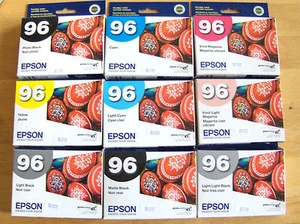 2024/2025 NIB 9 GENUINE Epson 96 T096 ink For R2880 Set T0961-T0964-T0966-T0969 - Photo 1/3