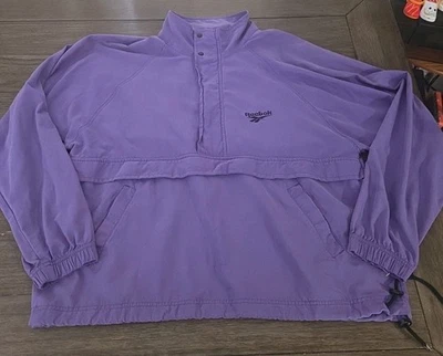 Chaqueta cortavientos vintage Reebok Golf para hombre púrpura 1/2 cremallera bolsillos delanteros talla M Foto 1 de 4