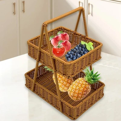 Woven Basket Multipurpose Rustic Fruit Basket for Restaurant Pantry Bathroom - Image 1 of 4