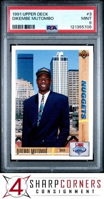 1991 cubierta superior #3 Dikembe Mutombo RC Nuggets Hof PSA 9 Foto 1 de 2