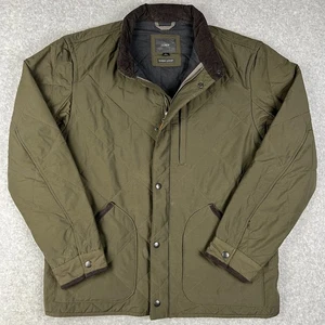 J Crew Sussex Quilted Jacket Full Zip Corduroy Trim Large Mens Green Coat - Picture 1 of 8