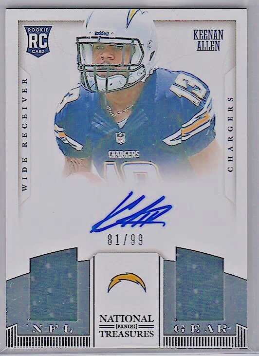 2013 KEENAN ALLEN NATIONAL TREASURES ROOKIE NFL DUAL GEAR AUTOGRAPH #17 SP 81/99 - Image 1 of 1