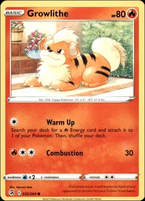 Pokemon - 2X Growlithe #032/264 - SWSH08: Fusion Strike Common - Image 1 of 2