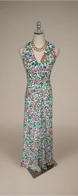 Maxi Vestido Diane Von Furstenberg Ace Crepé Floral Femenino Esculpido Sexy Talla 2 Foto 1 de 4