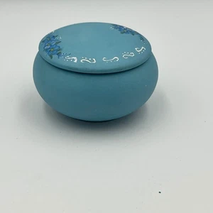 Blue Virginia Trinket Box Hand Painted Forget Me Nots Flower Decor - Picture 1 of 9