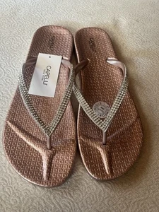 NEW Capelli New York Rose Gold Flip Flop Sandals SIZE 11 Sparkle Rhinestone - Picture 1 of 6