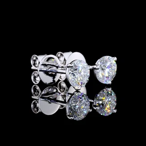Lab-Grown 1.04 Carat Round D-VVS1 Diamond 14K White Gold Martini Earrings - Picture 1 of 2