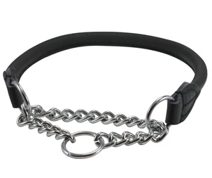 Gerolltes Echtleder Martingale Hundehalsband Halsband schwarz 7 Größen (#7 - Hals... - Bild 1 von 3
