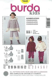 Burda 9448 Child's Coordinating Coat & Pants Ensemble Sz 2-7 UNCUT Pattern OOP - Picture 1 of 4