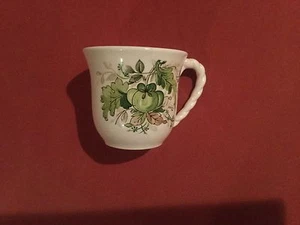 Vintage Isco Handpainted Fruit & Floral Mug Cup Japan Green Twisted Handle MINT - Picture 1 of 4