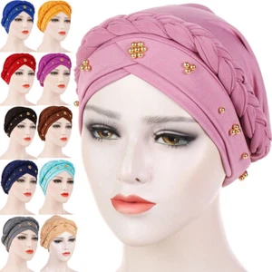 Hair Braid Loss Hat Wrap Cancer Chemo Cap Muslim Head Scarf Women Ladies Turban - Picture 1 of 38